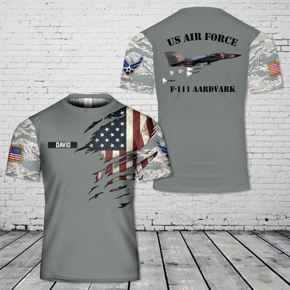 Custom Name US Air Force F-111 Aardvark 3D T-Shirt 1