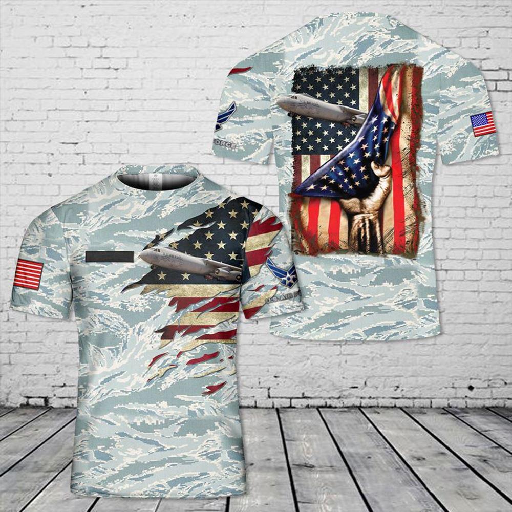 Custom Name US Air Force Lockheed C-141 Starlifter 3D T-shirt