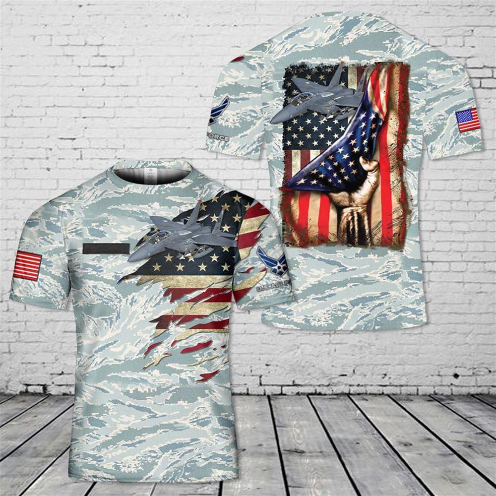 Custom Name US Air Force McDonnell Douglas F-15 Eagle 3D T-shirt