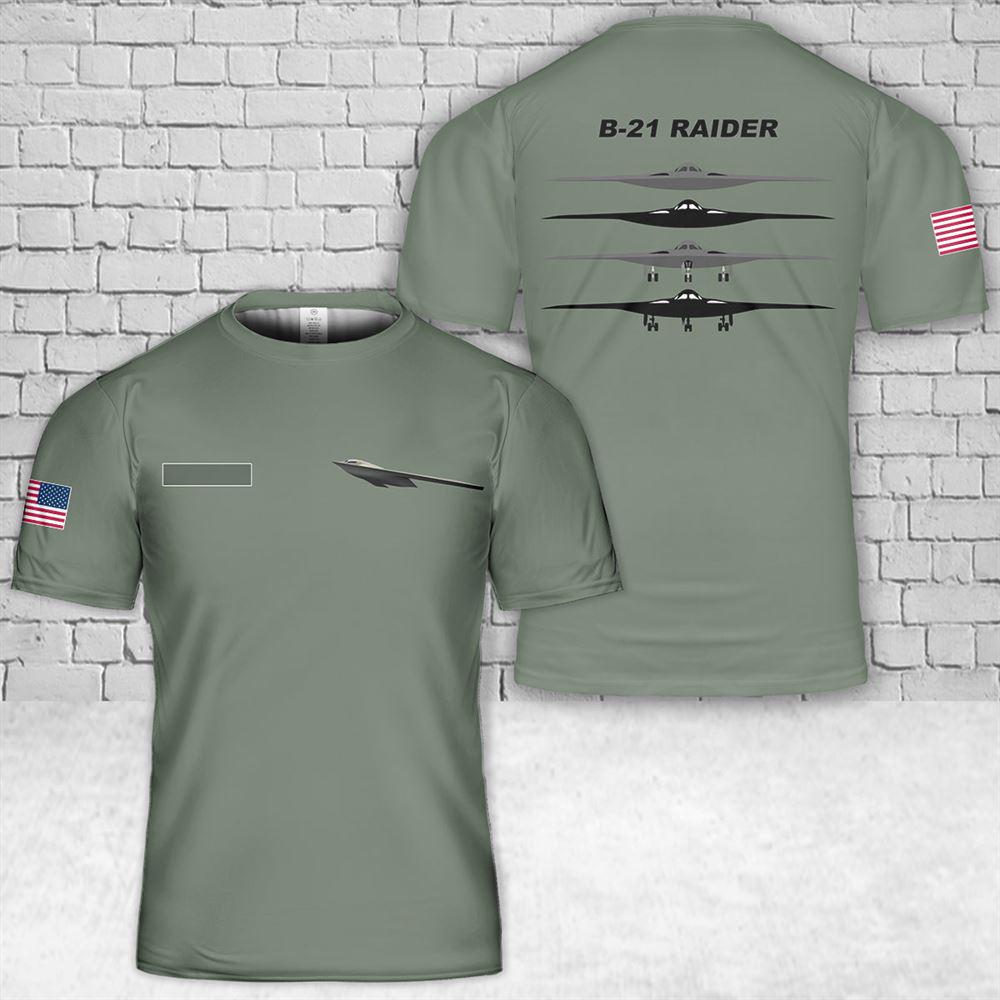Custom Name US Air Force Northrop Grumman B-21 Raider T-Shirt 3D