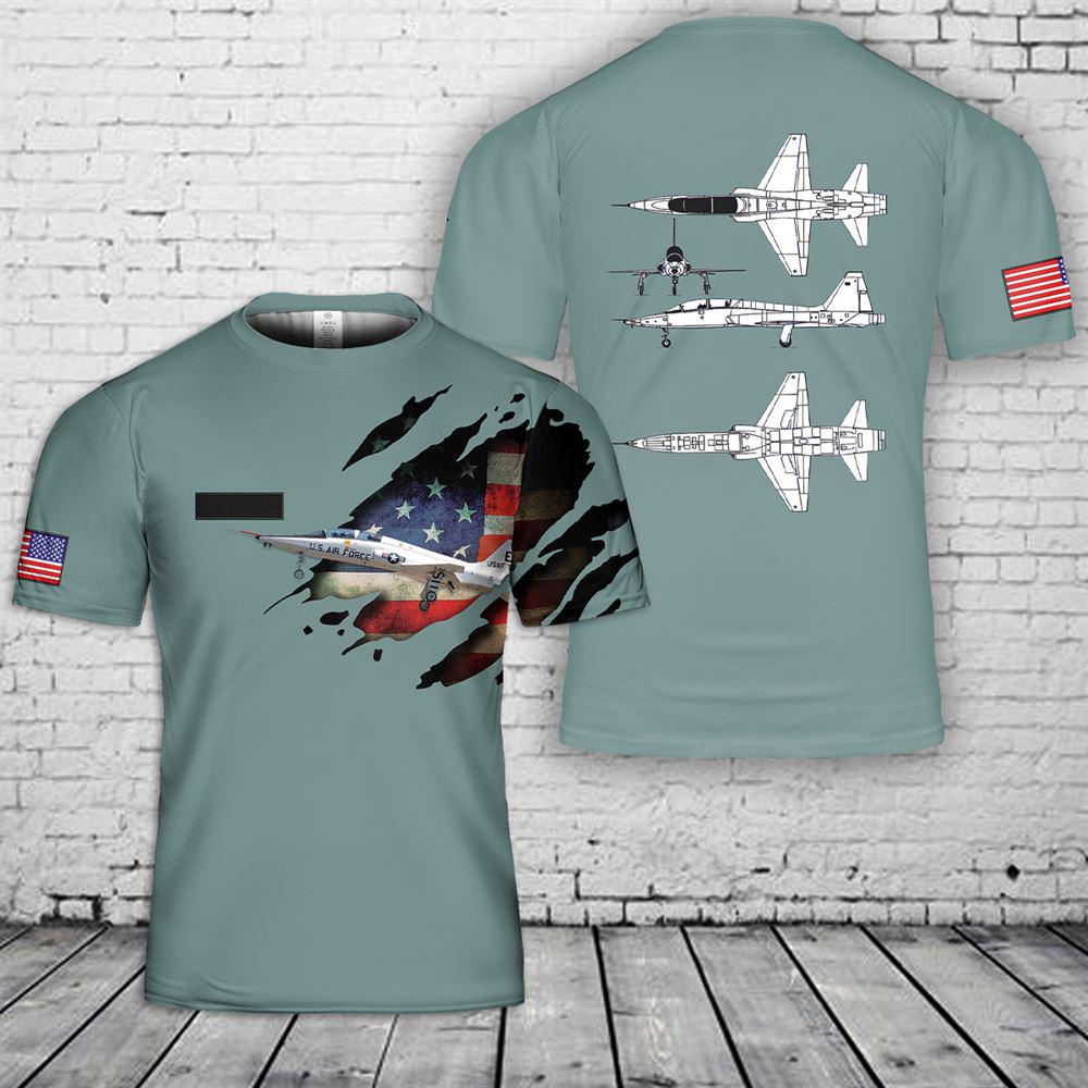 Custom Name US Air Force Northrop T-38 Talon T-Shirt 3D