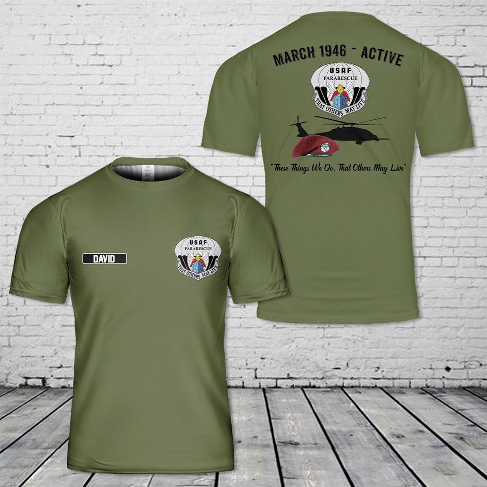 Custom Name US Air Force Pararescue 3D T-Shirt