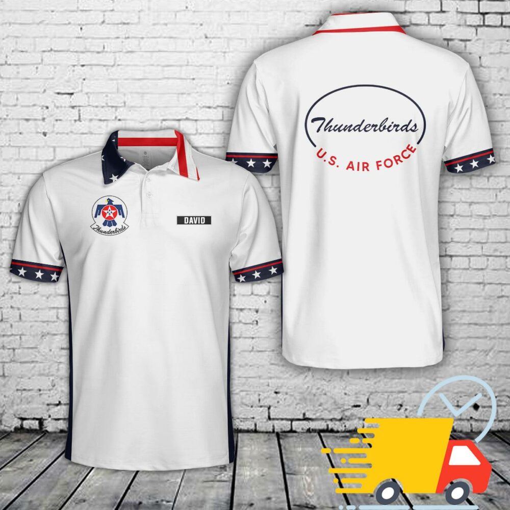 Custom Name US Air Force Thunderbirds, 4th Of July AOP Polo Shirt 1