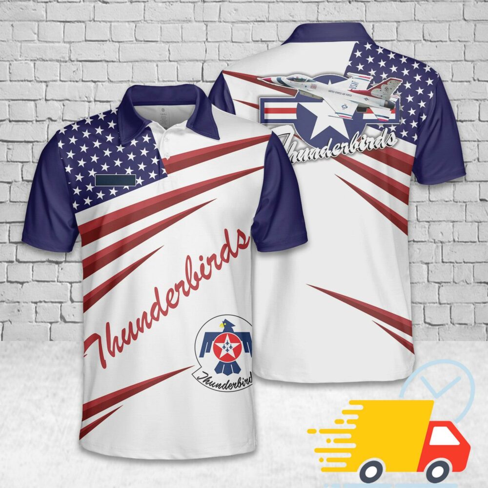 Custom Name US Air Force Thunderbirds, 4th Of July AOP Polo Shirt