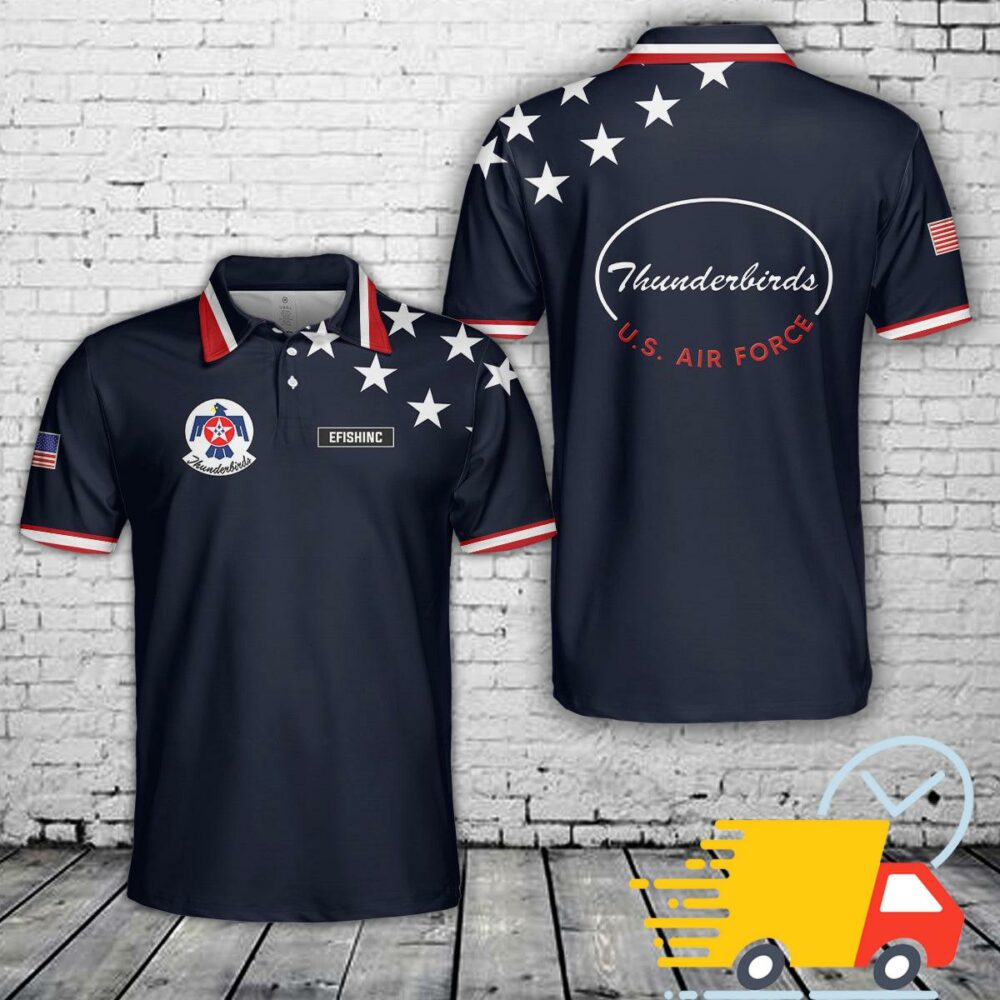 Custom Name US Air Force Thunderbirds, 4th Of July Polo Shirt 1