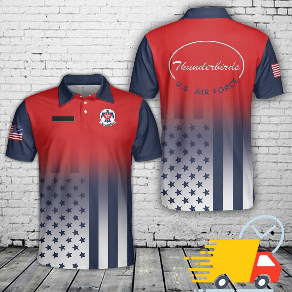 Custom Name US Air Force Thunderbirds, 4th Of July Polo Shirt 3