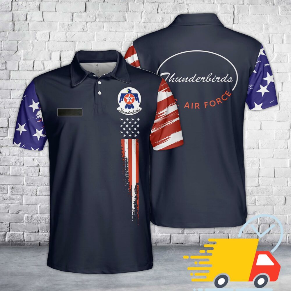Custom Name US Air Force Thunderbirds, 4th Of July Polo Shirt