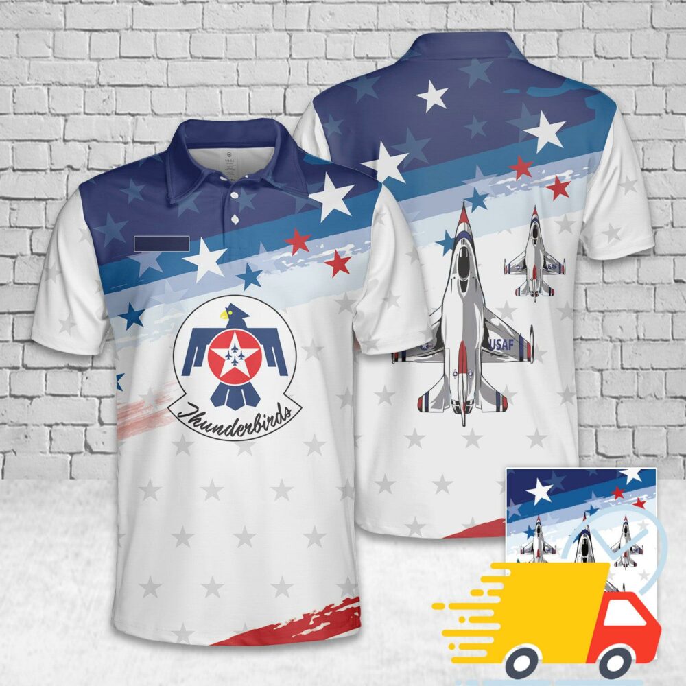 Custom Name US Air Force Thunderbirds, 4th Of July Polo Shirt