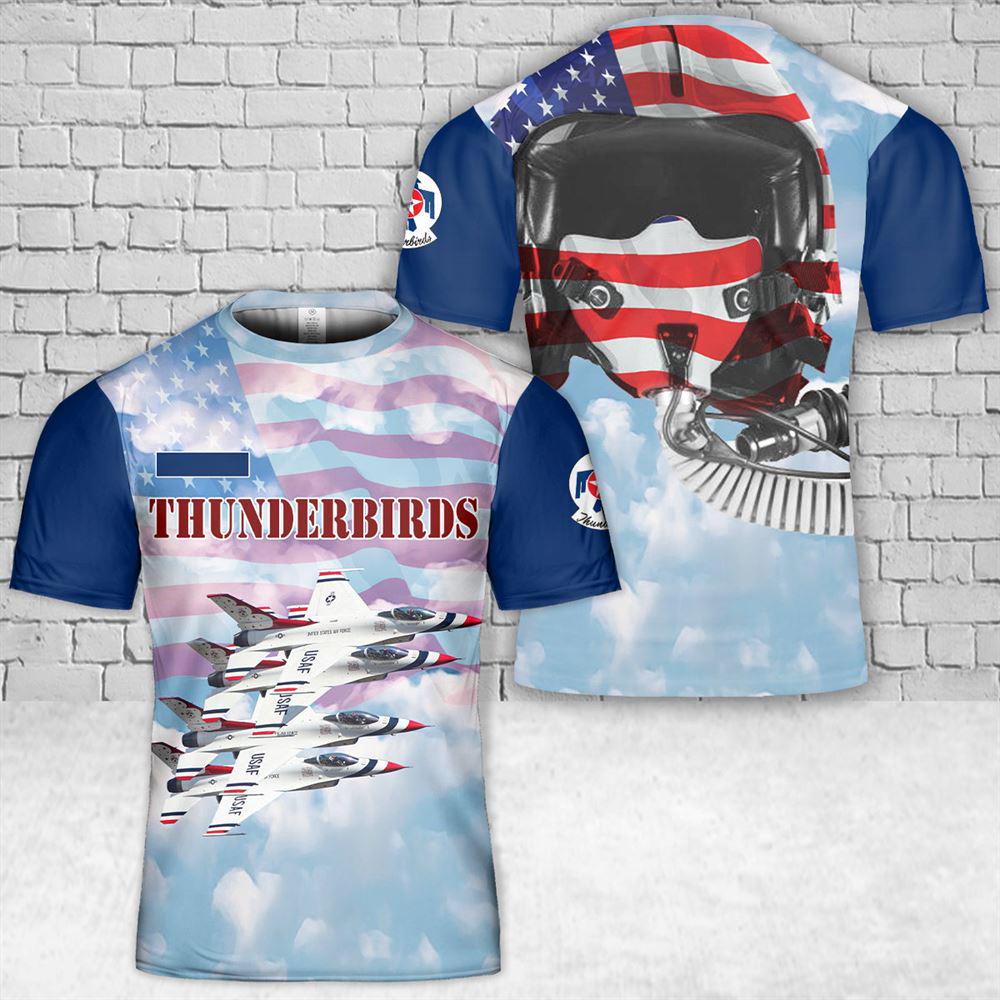 Custom Name US Air Force Thunderbirds T-Shirt 3D 1