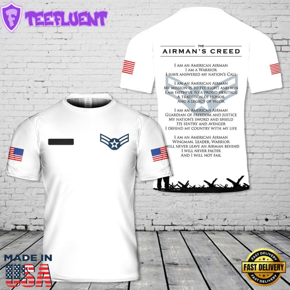 Custom Name US Airman's Creed T-Shirt 3D