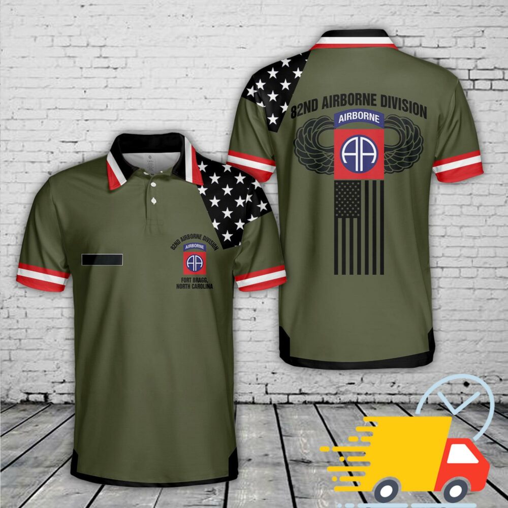 Custom Name US Army 82nd Airborne Division, 4th Of July Polo Shirt