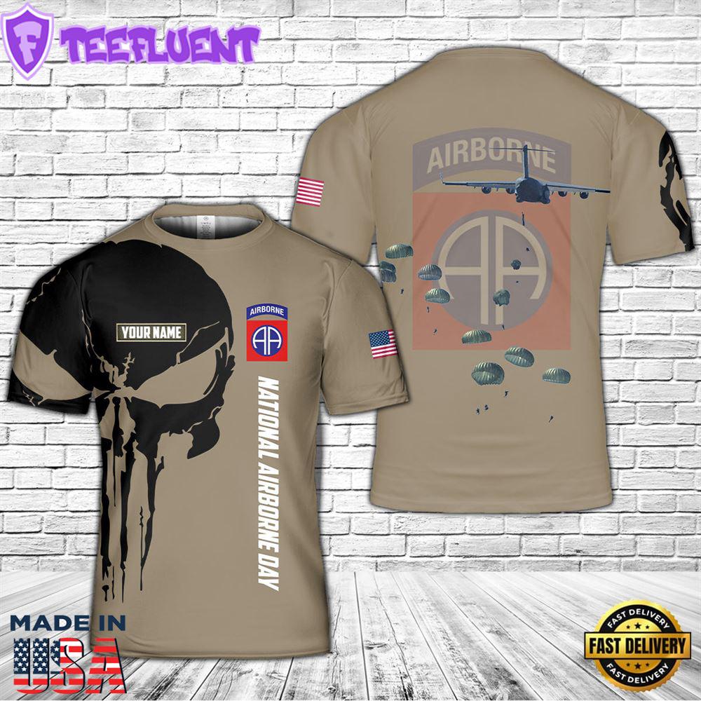 Custom Name US Army National Airborne Day, 82nd Airborne Division 3D T-shirt 1