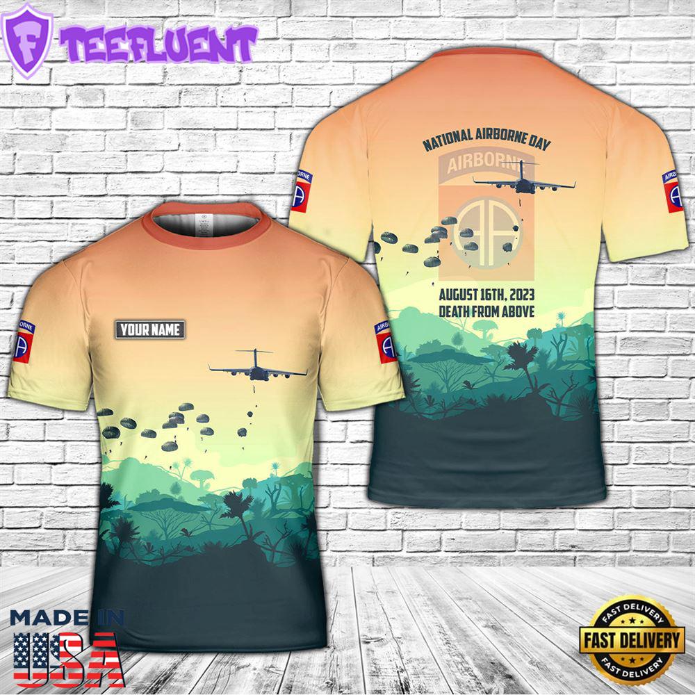 Custom Name US Army National Airborne Day, 82nd Airborne Division 3D T-Shirt
