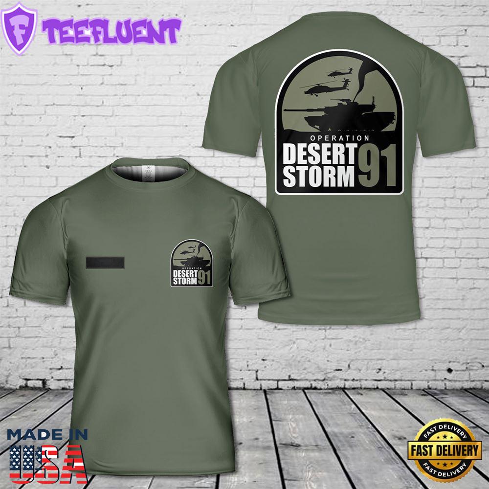 Custom Name US Army Operation Desert Storm 1991 T-Shirt 3D