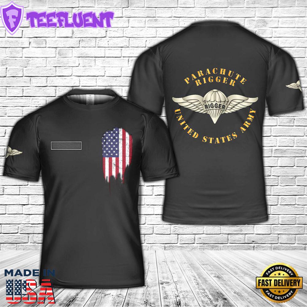 Custom Name US Army Parachute Rigger 82nd Abn Div T-Shirt 3D