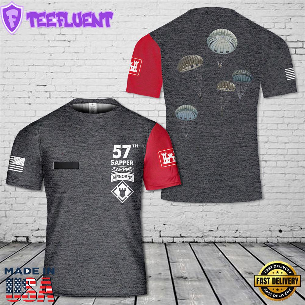 Custom Name US Army Paratroopers With 27th Engineer Battalion 'Tiger Battalion', T-Shirt 3D