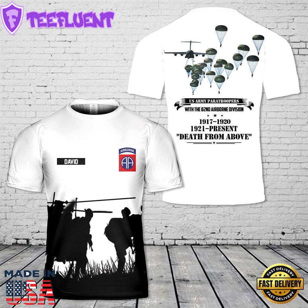 Custom Name US Army Paratroopers With The 82nd Airborne Division 3D T-Shirt