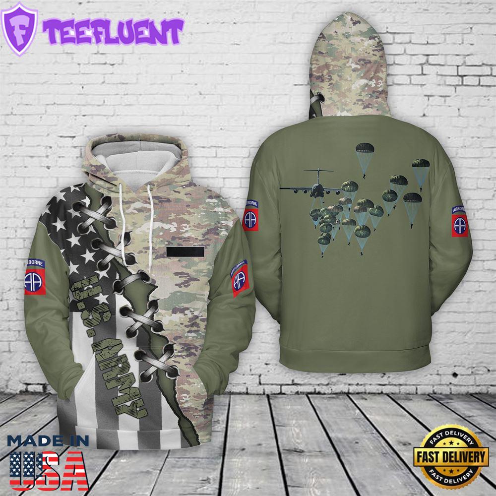 Custom Name US Army Paratroopers With The 82nd Airborne Division Parachute Hoodie 3D