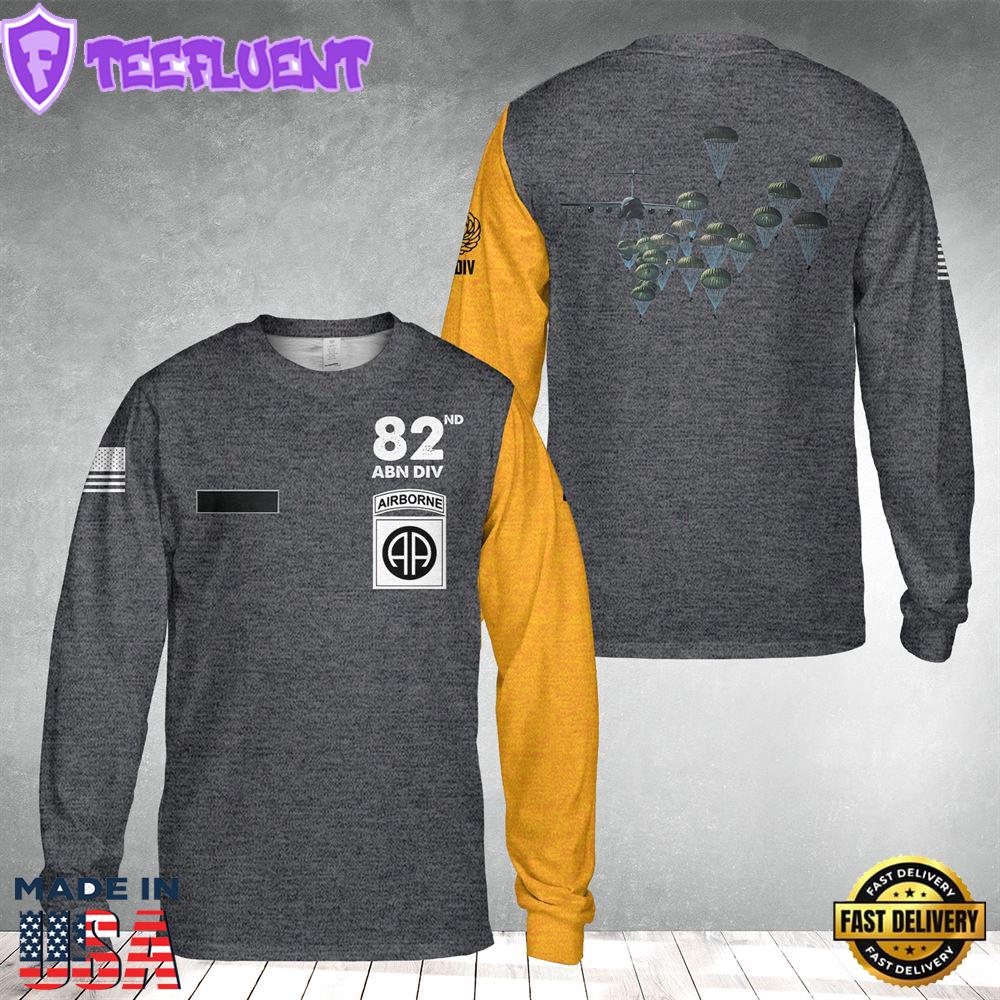 Custom Name US Army Paratroopers With The 82nd Airborne Division Parachute Long Sleeve Shirt