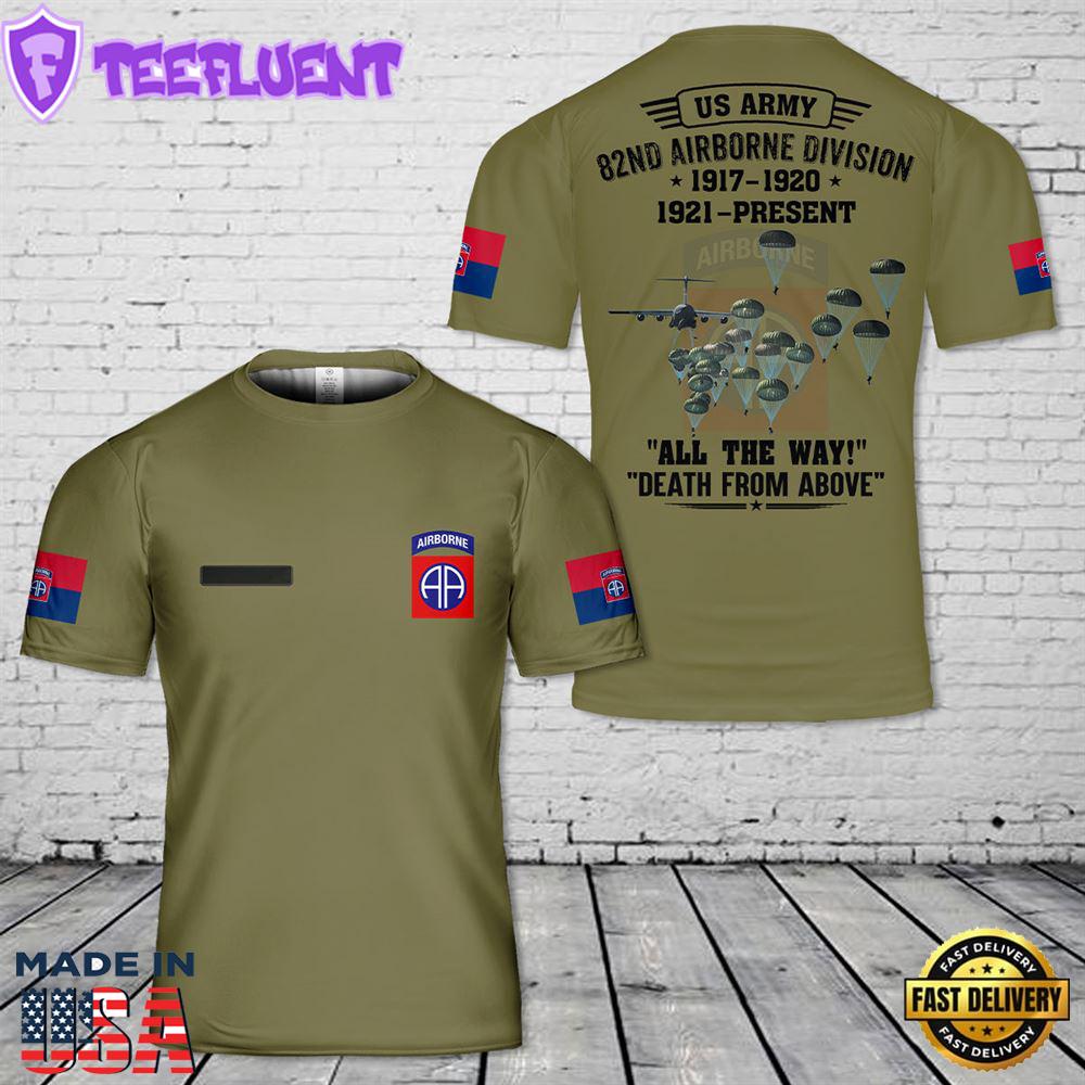 Custom Name US Army Paratroopers With The 82nd Airborne Division Parachute T-Shirt 3D 5