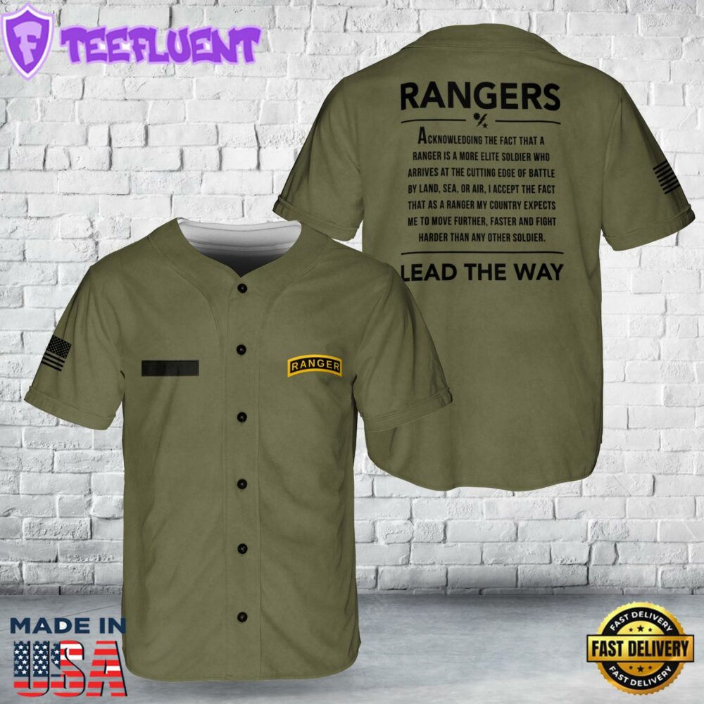 Custom Name US Army Rangers Baseball Jersey