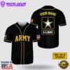 Custom Name US Army Rank Veteran American Flag Baseball Jersey