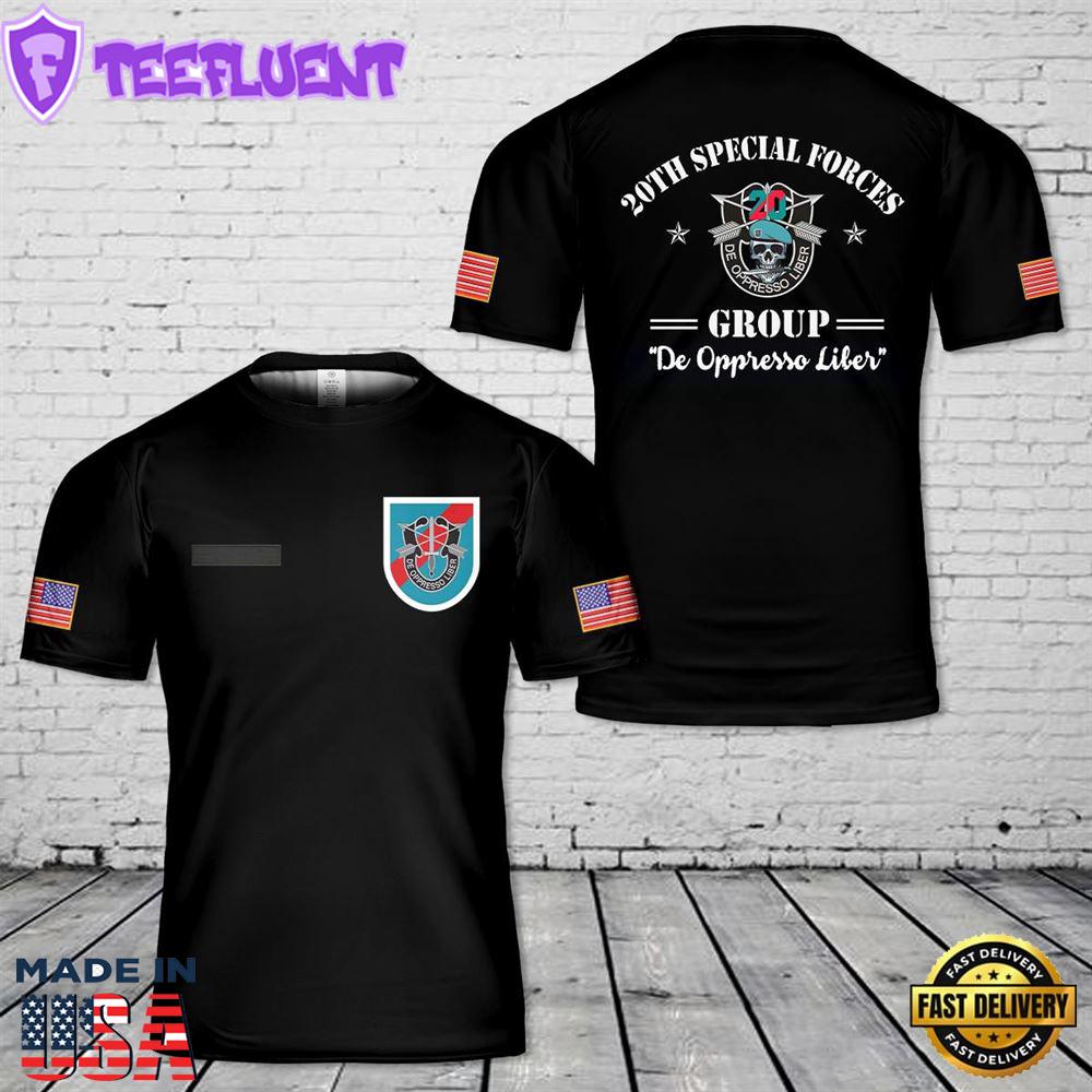 Custom Name US Army Special 20th Special Forces Group (20th SFG)(A)) T-Shirt 3D