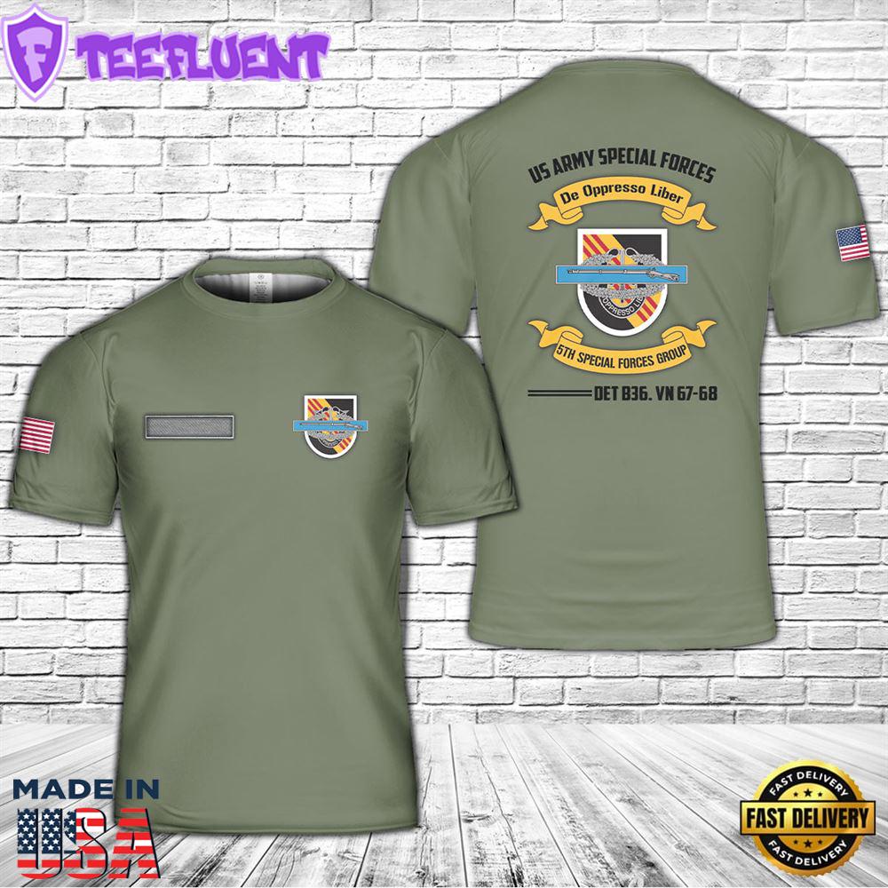 Custom Name US Army Special 5th Special Forces Group (5th SFG)(A) T-Shirt 3D 1