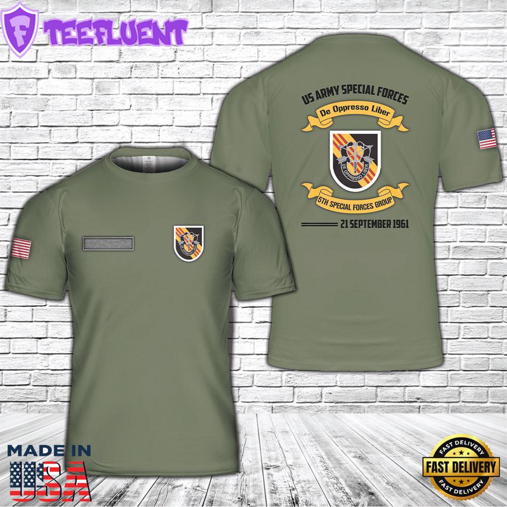 Custom Name US Army Special 5th Special Forces Group (5th SFG)(A) T-Shirt 3D 3