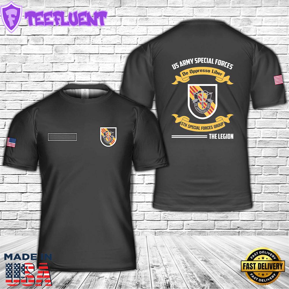 Custom Name US Army Special 5th Special Forces Group (5th SFG)(A) T-Shirt 3D