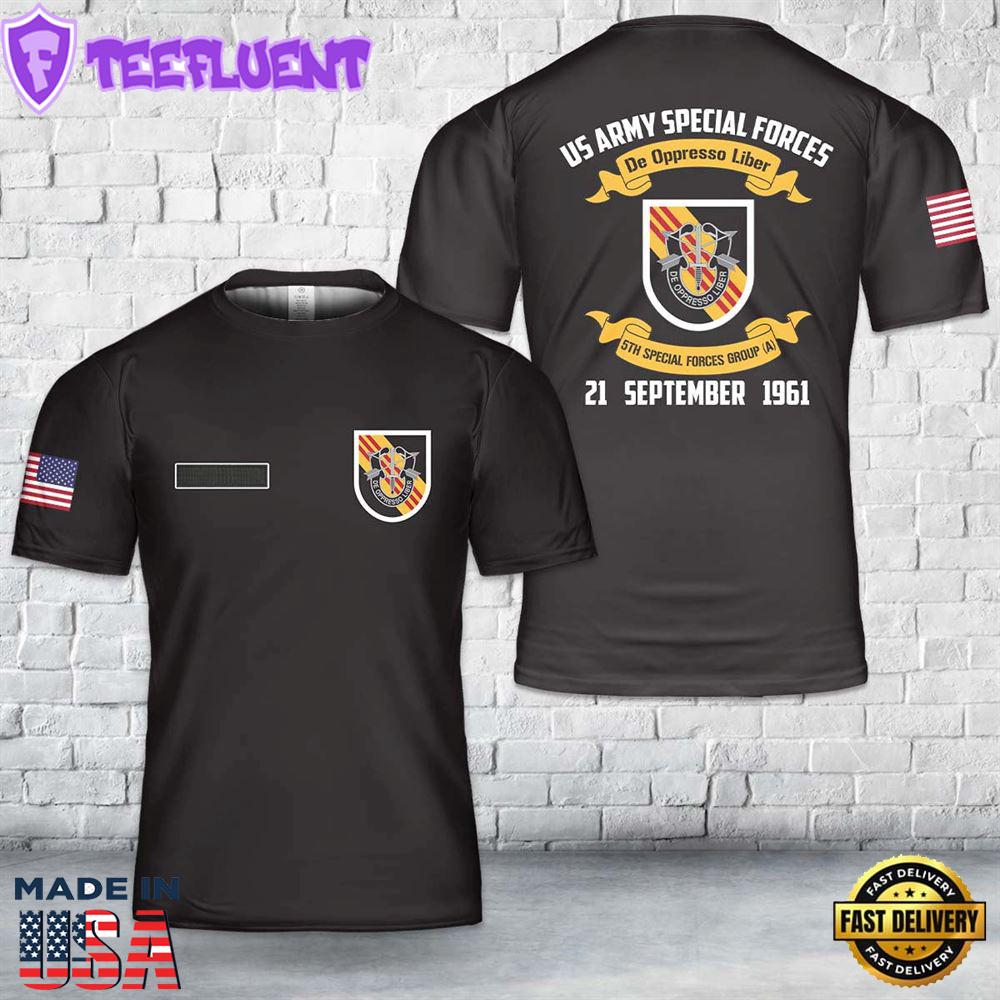Custom Name US Army Special Forces 5th Special Forces Group (Airborne) (5th SFG (A)) T-Shirt 3D