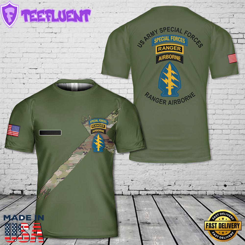 Custom Name US Army Special Forces Airborne Ranger T-Shirt 3D