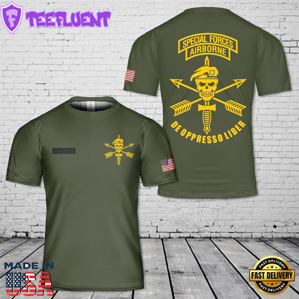 Custom Name US Army Special Forces Airborne T-Shirt 3D