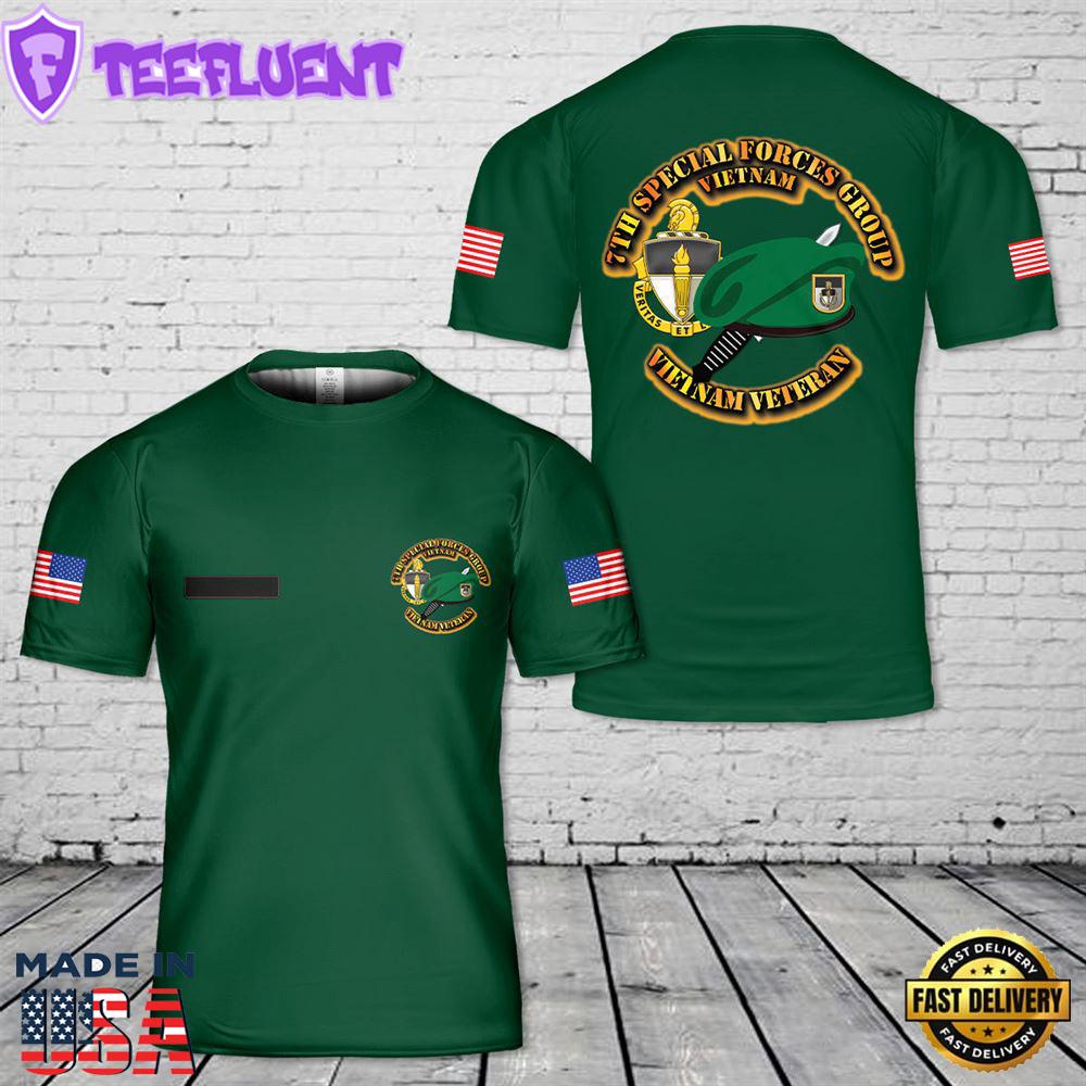Custom Name US Army Special Warfare Center - Beret Dagger T-Shirt 3D