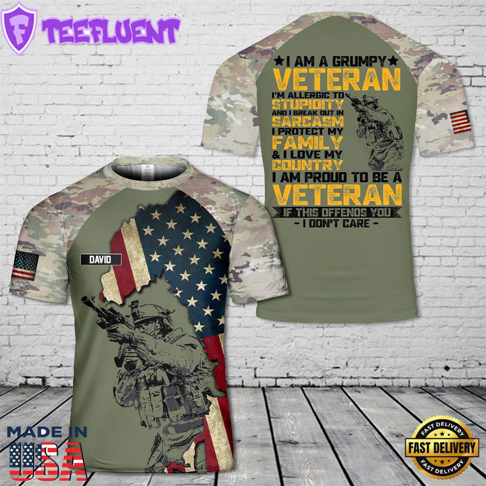 Custom Name US Army Veteran 3D T-Shirt 1