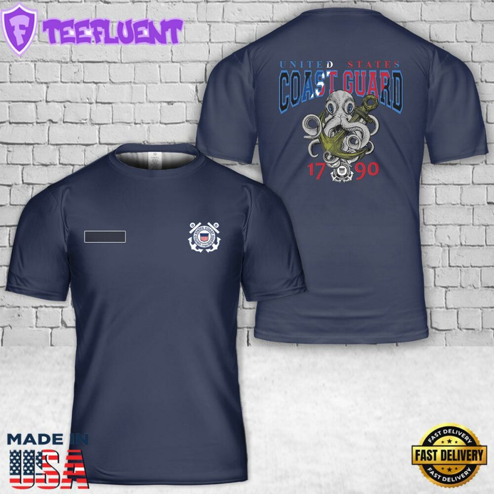 Custom Name US Coast Guard 1790 T-Shirt 3D