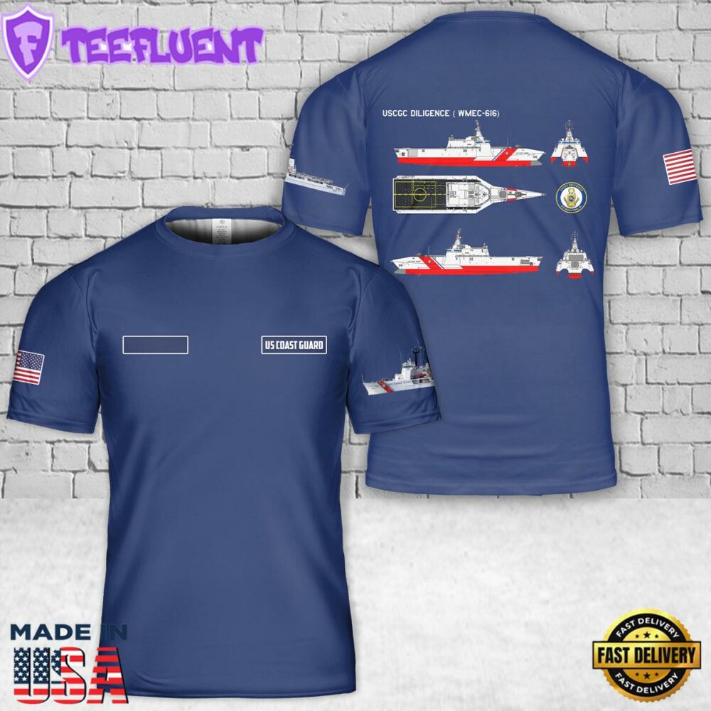 Custom Name US Coast Guard USCGC Diligence (WMEC-616) T-Shirt 3D
