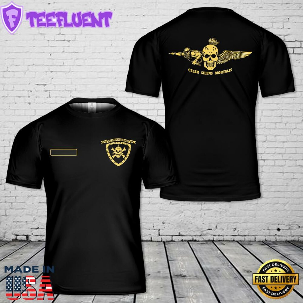 Custom Name US Marine Corps 3rd Recon Battalion T-Shirt 3D