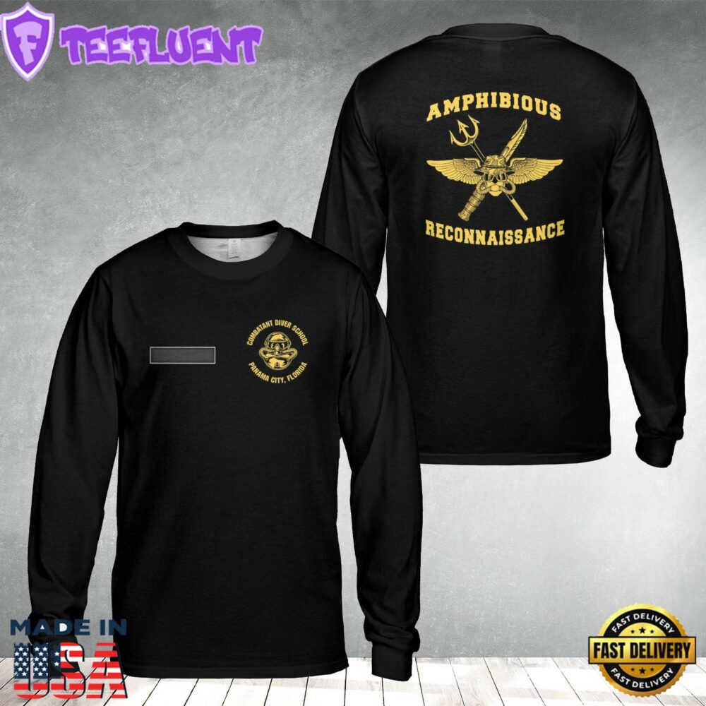 Custom Name US Marine Corps Combatant Diver School Panama City, FL AOP Long Sleeve Shirt