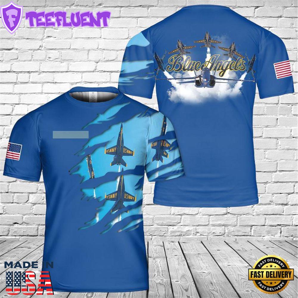 Custom Name US Navy Blue Angels 3D T-shirt