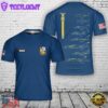 Custom Name US Navy Blue Angels Chronology 70th Blue Print 3D T-Shirt