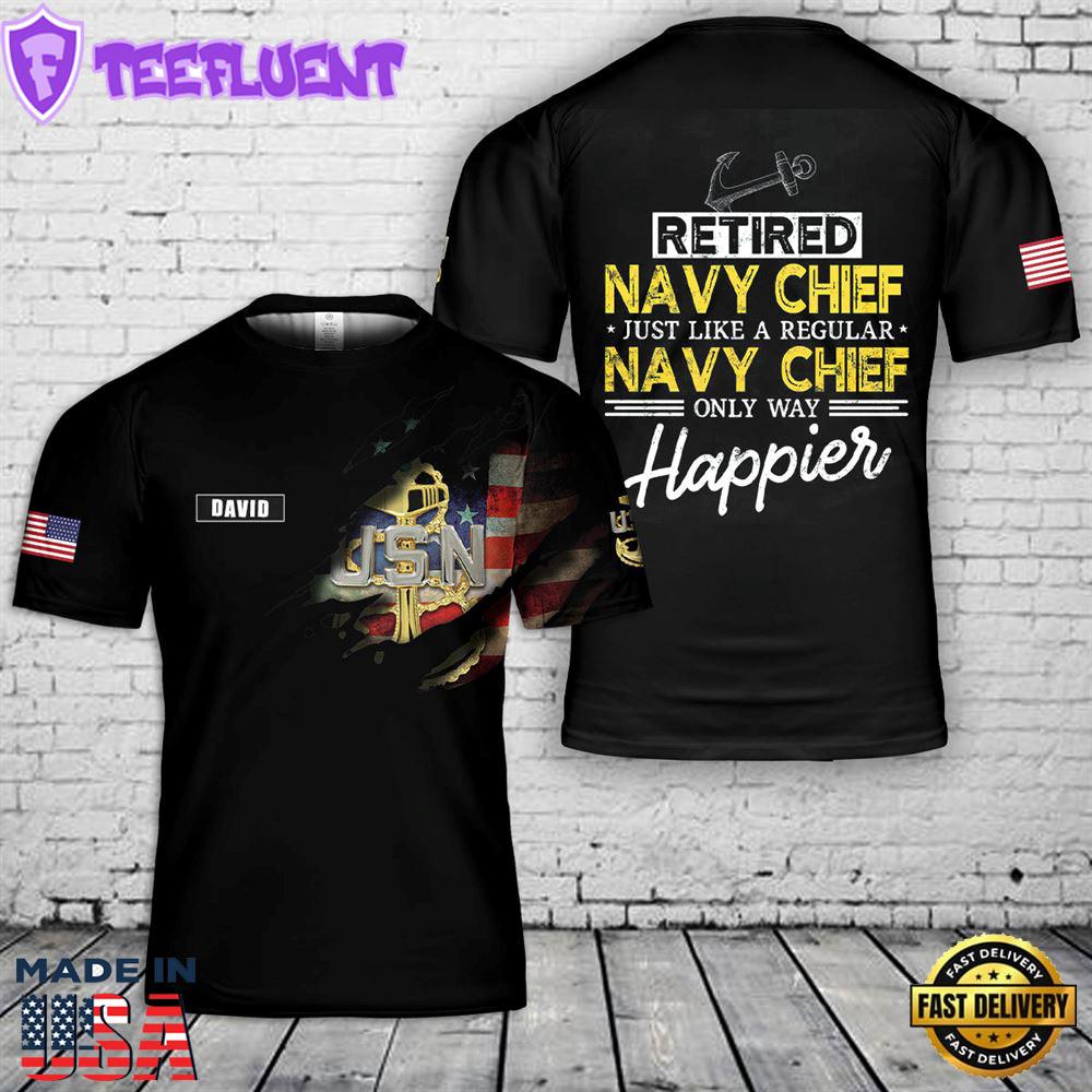 Custom Name US Navy Chief 3D T-Shirt