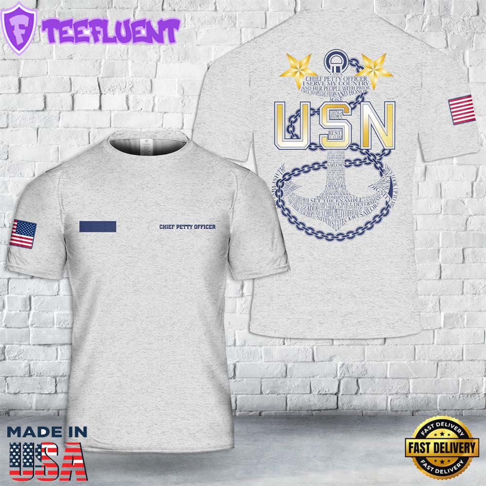 Custom Name US Navy Chief Petty Officer T-Shirt 3D