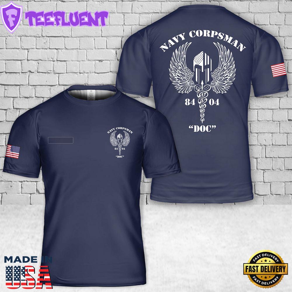 Custom Name US Navy Corpsman 8404 T-Shirt 3D 1