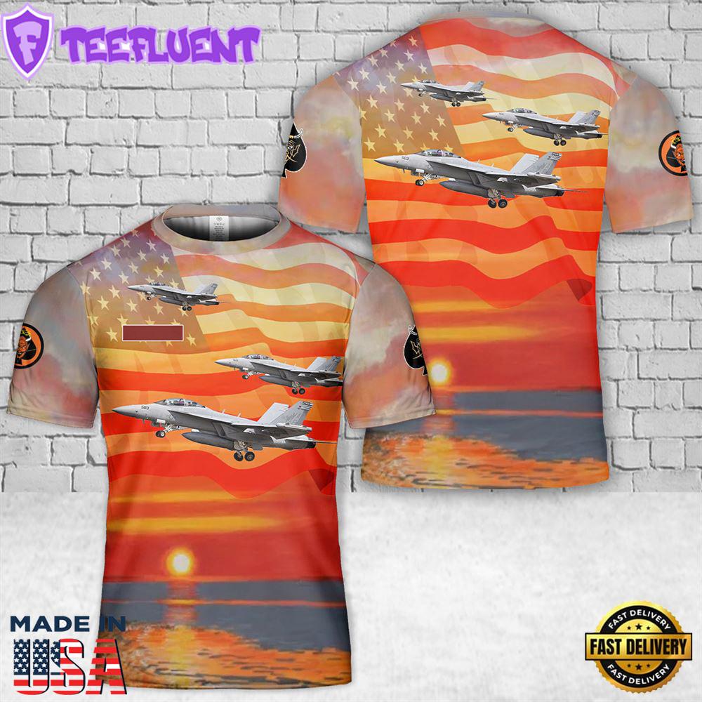 Custom Name US Navy EA-18G Growler Of VAQ-144 “Main Battery T-Shirt 3D