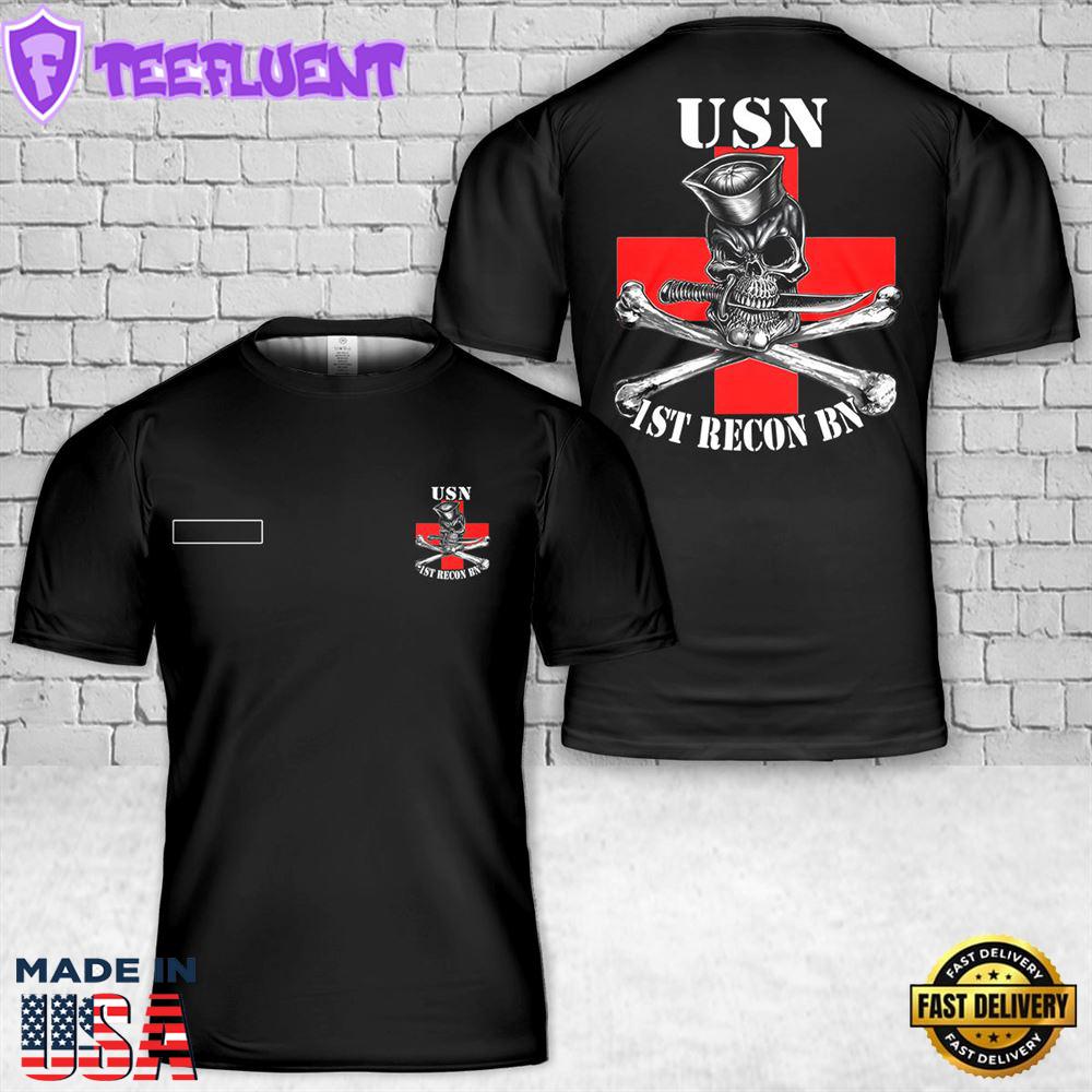 Custom Name US Navy Hospital Corpsman T-Shirt 3D