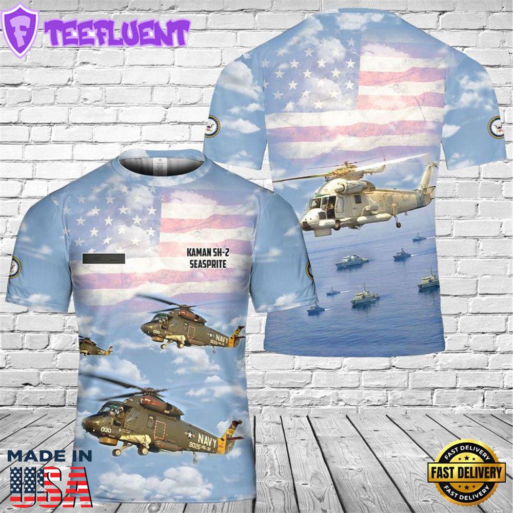 Custom Name US Navy Kaman SH-2 Seasprite T-Shirt 3D