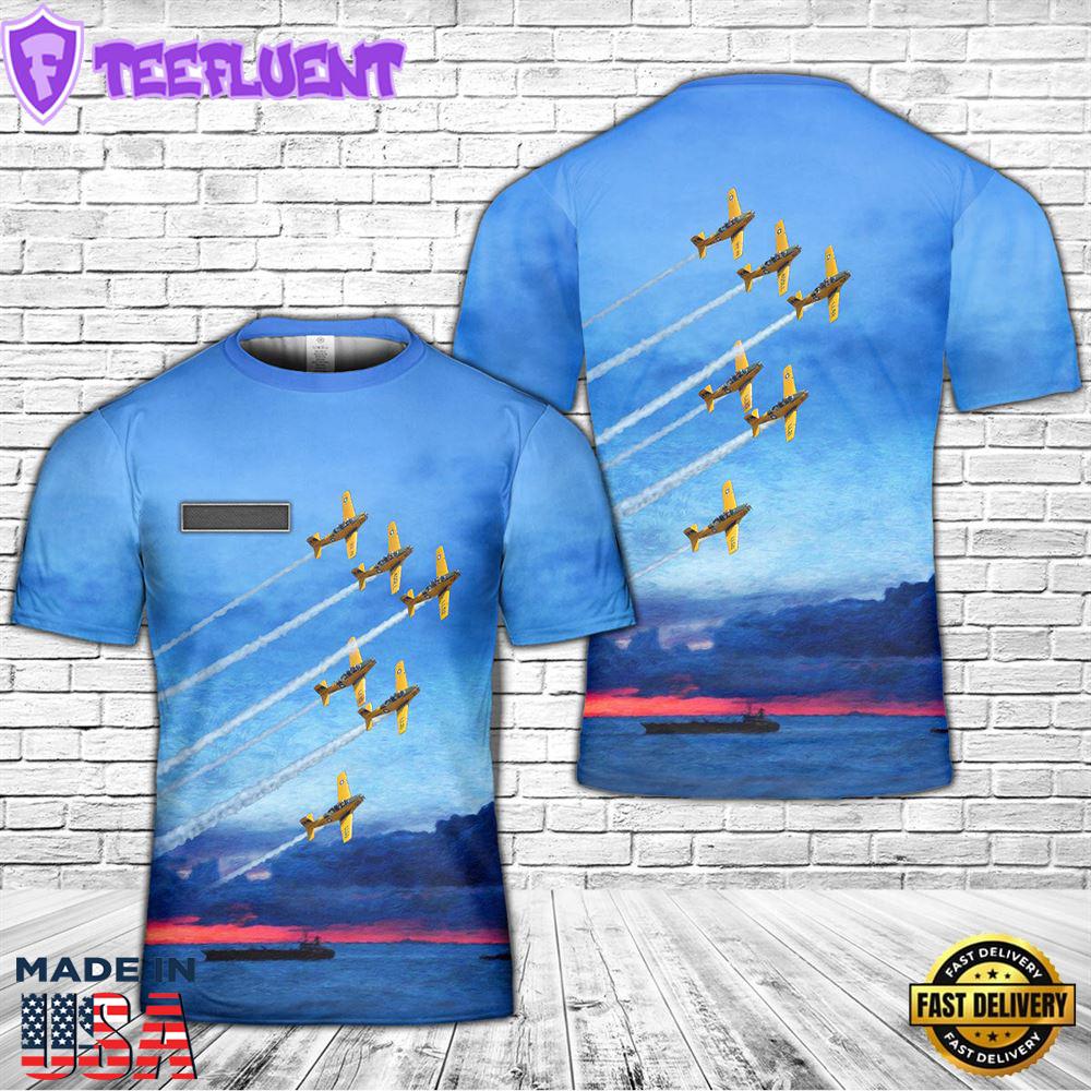 Custom Name US Navy Lima Lima Flight Team Beechcraft T-34 Mentor T-Shirt 3D