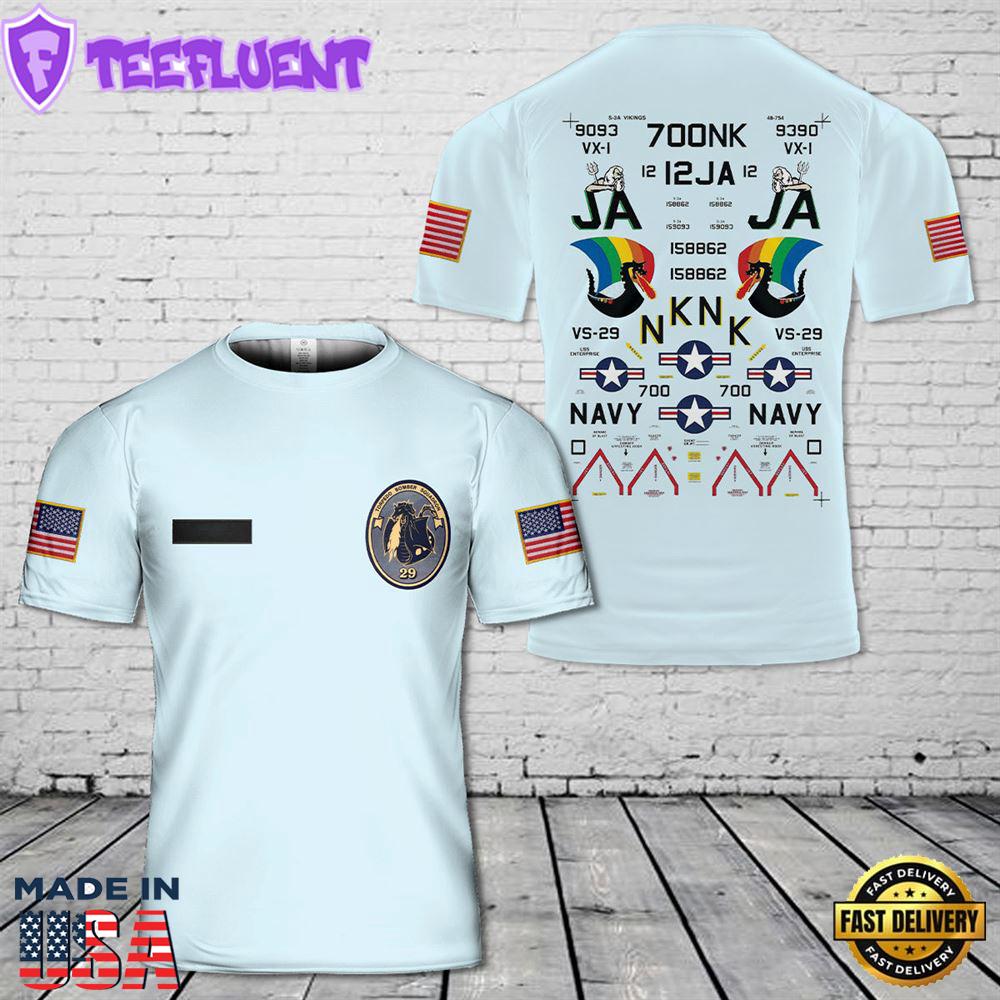 Custom Name US Navy Lockheed S-3A Viking VS-29 T-Shirt 3D