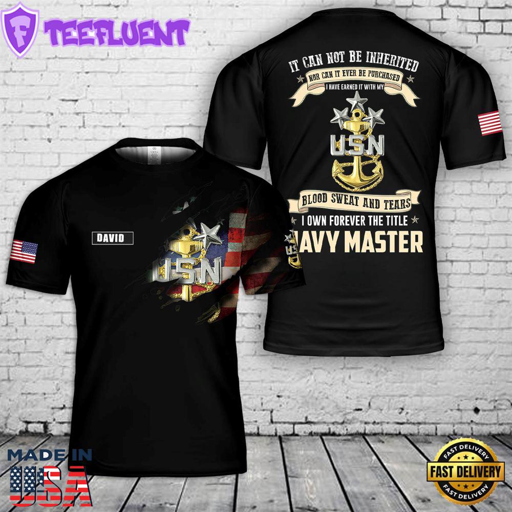 Custom Name US Navy Master 3D T-Shirt